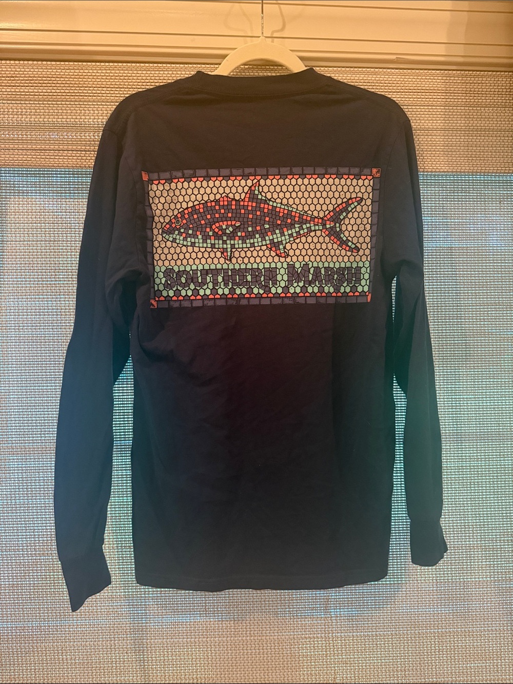 Southern Marsh Black Long Sleeve Tee with Multicolor Fish Graphic